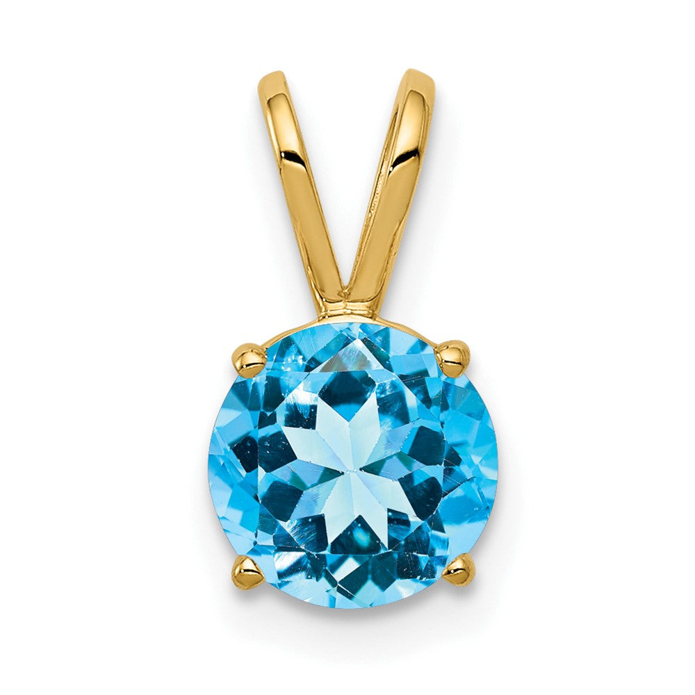 Image of ID 1 14K Yellow Gold 7mm Blue Topaz Checker pendant