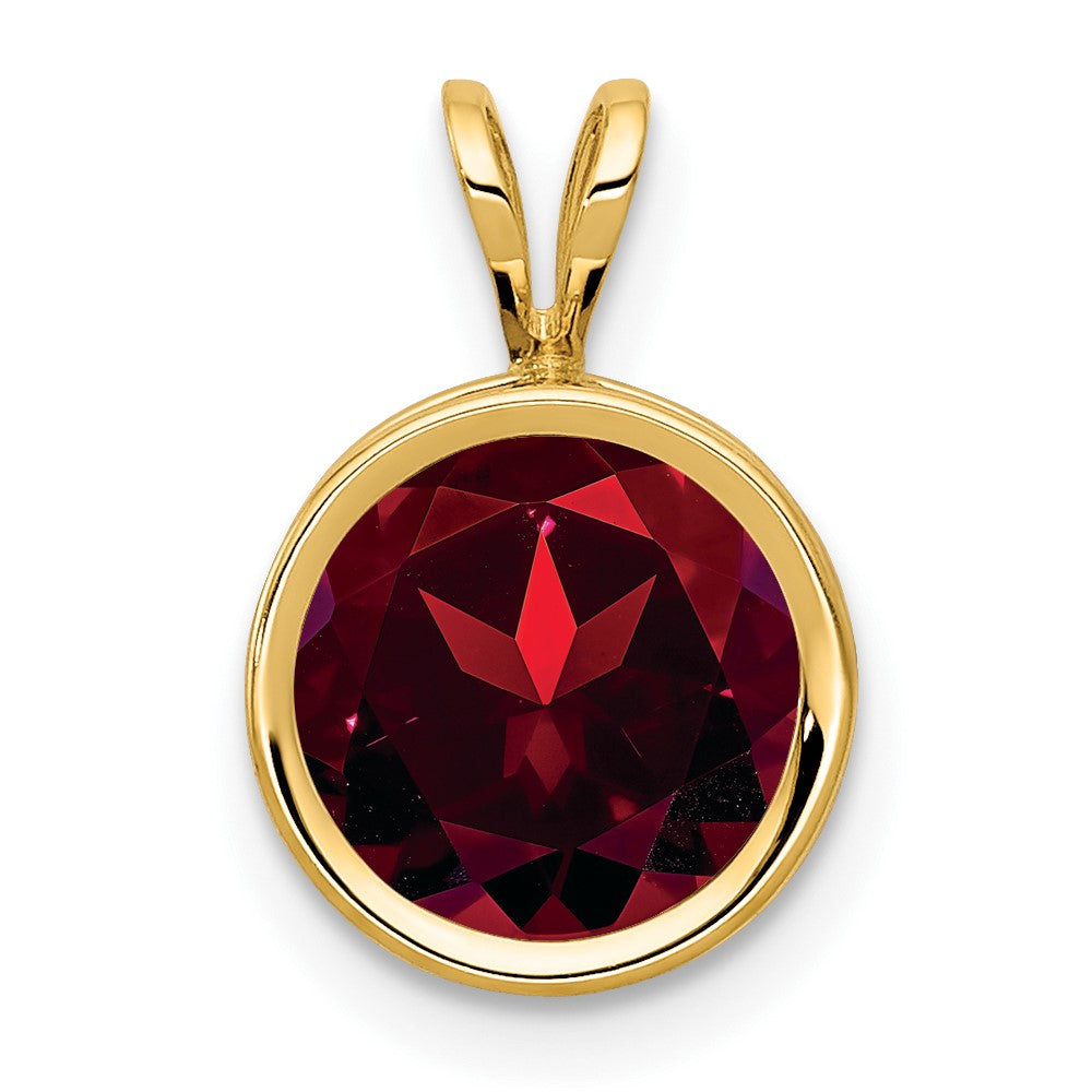 Image of ID 1 14K Yellow Gold 8mm Garnet bezel pendant