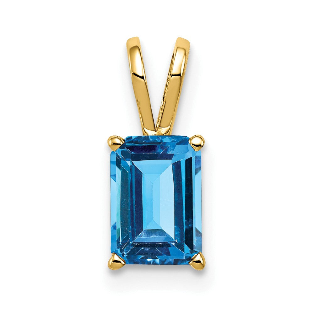 Image of ID 1 14K Yellow Gold 8x6mm Emerald Cut Blue Topaz pendant