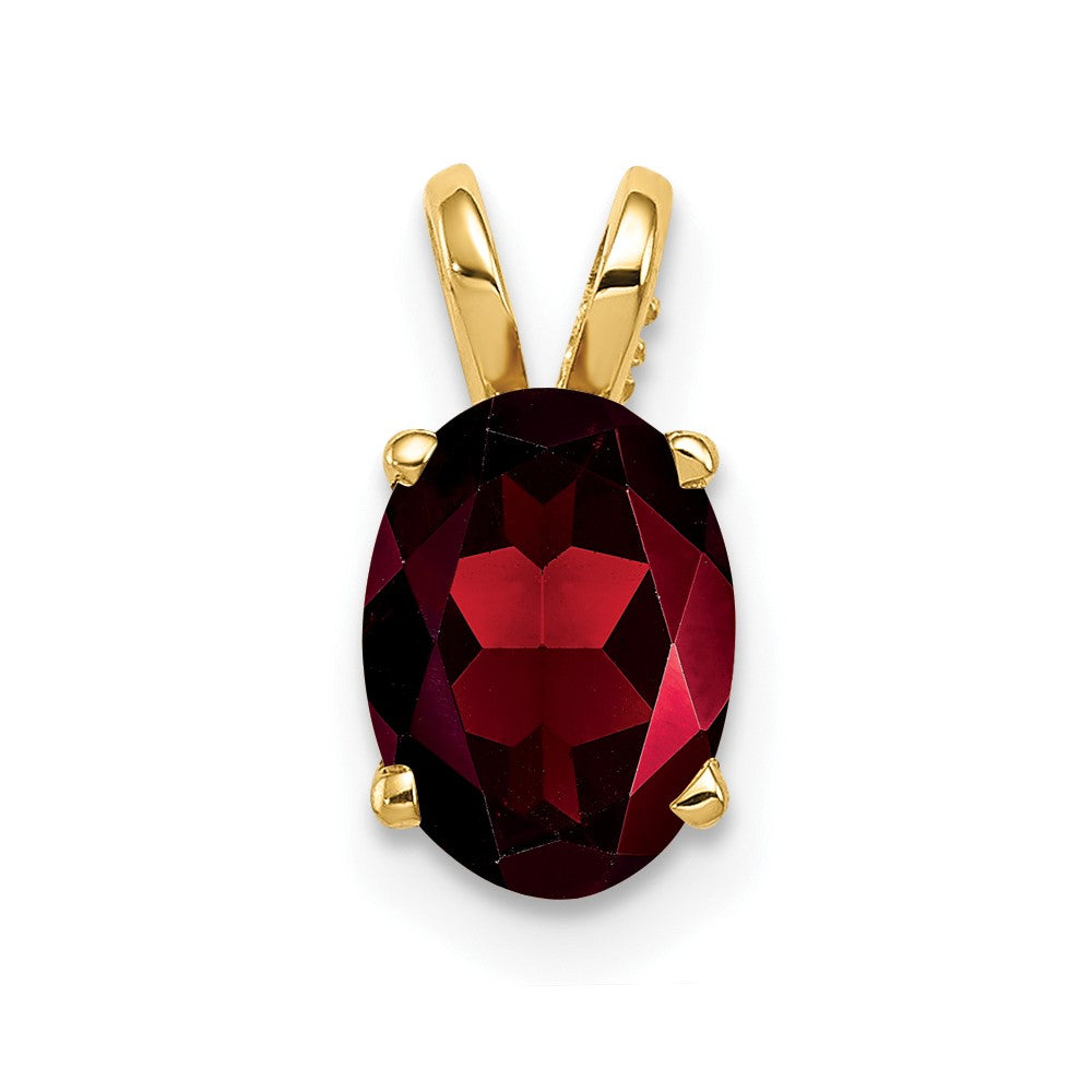 Image of ID 1 14K Yellow Gold 8x6mm Oval Garnet Checker pendant