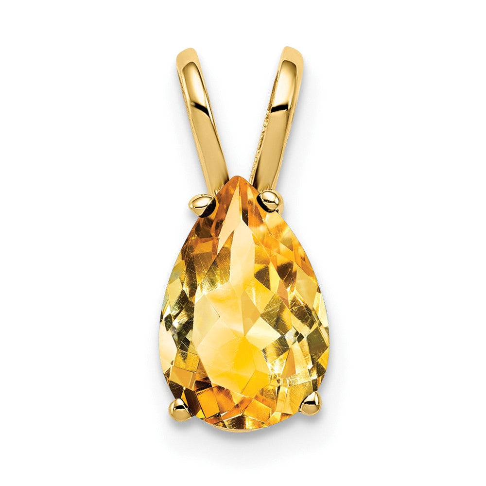 Image of ID 1 14K Yellow Gold 9x6mm Pear Citrine Checker pendant