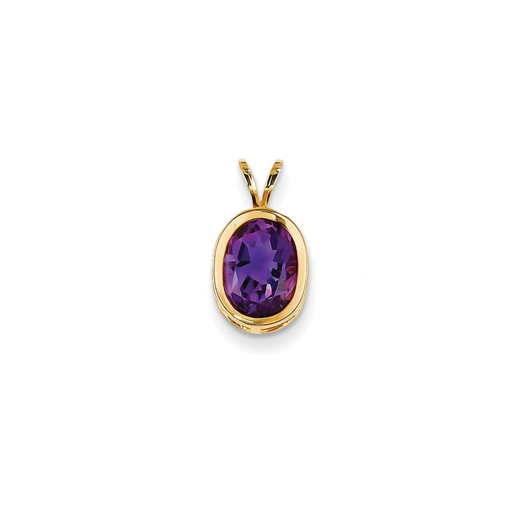 Image of ID 1 14K Yellow Gold 9x7mm Oval Amethyst bezel pendant