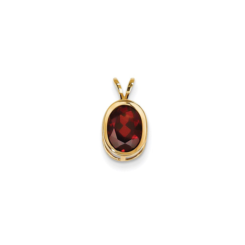 Image of ID 1 14K Yellow Gold 9x7mm Oval Garnet bezel pendant