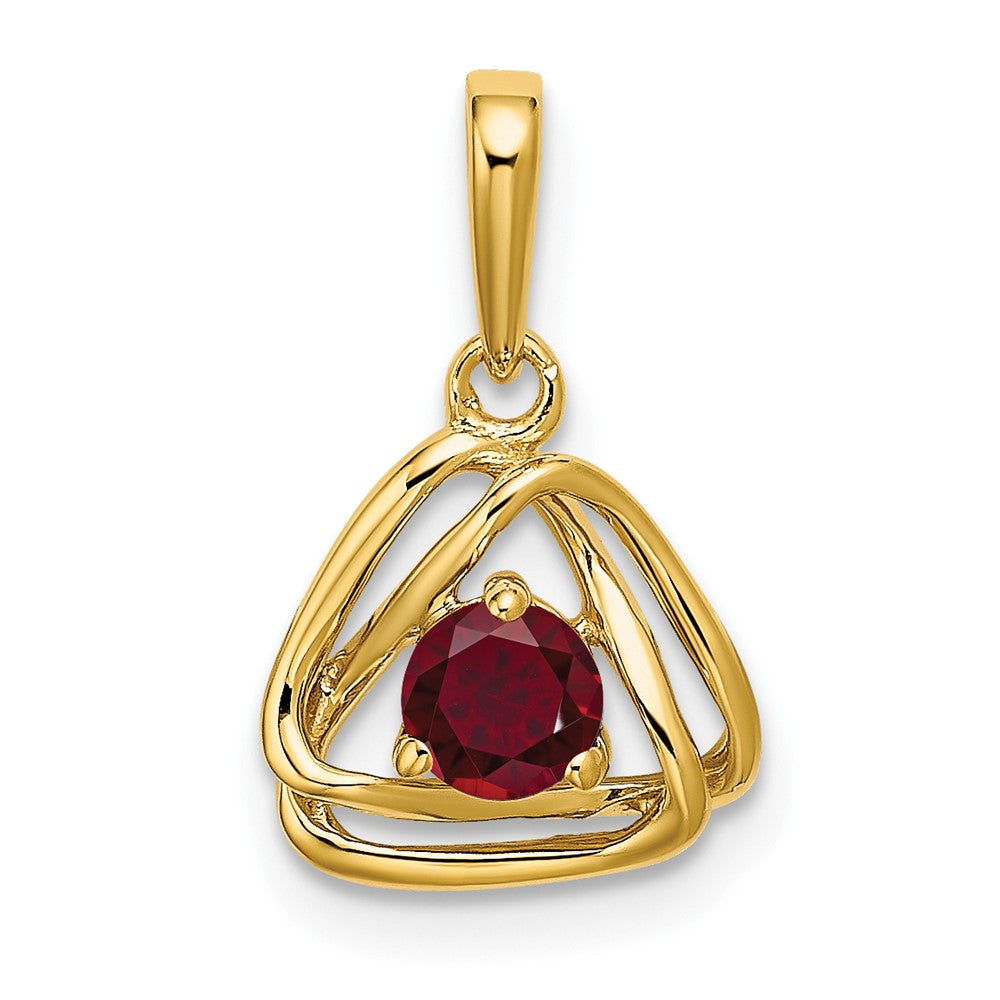 Image of ID 1 14K Yellow Gold Created Ruby Triangle Pendant