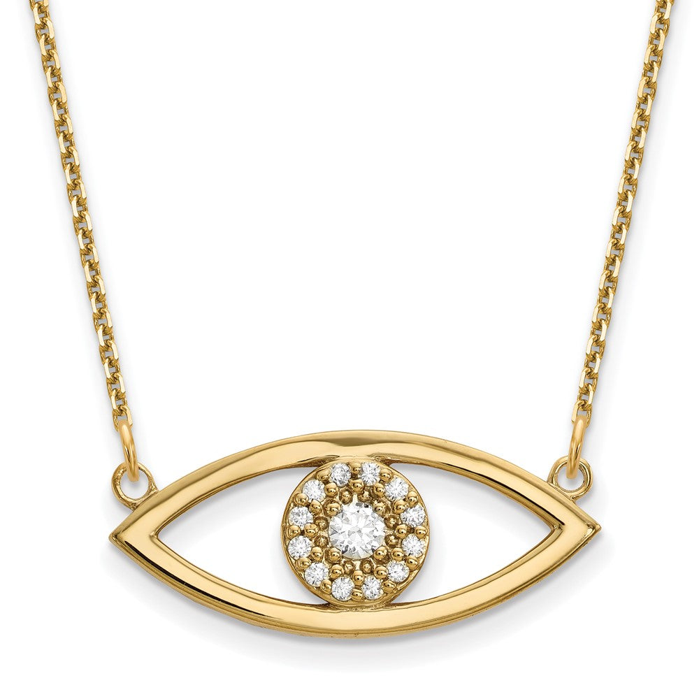 Image of ID 1 14K Yellow Gold Medium Real Diamond Evil Eye Necklace
