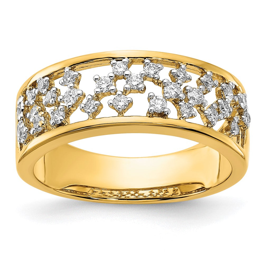 Image of ID 1 14K Yellow Gold Polished Real Diamond Cluster Center Ring