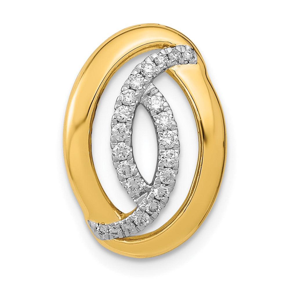 Image of ID 1 14K Yellow Gold Polished Real Diamond Oval Chain Slide