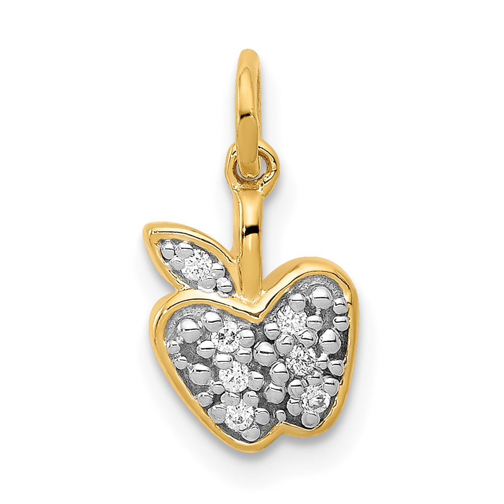 Image of ID 1 14K Yellow Gold Real Diamond Apple Charm