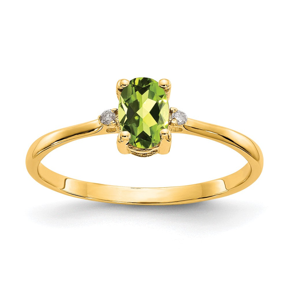 Image of ID 1 14K Yellow Gold Real Diamond & Peridot Birthstone Ring