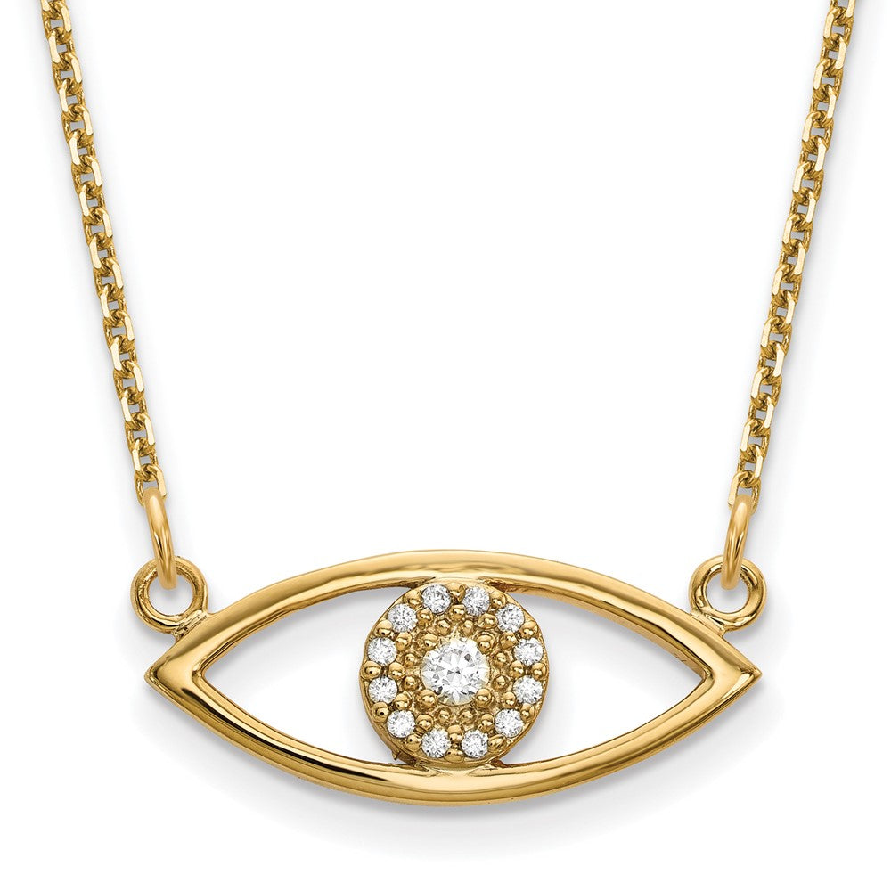 Image of ID 1 14K Yellow Gold Small Real Diamond Evil Eye Necklace