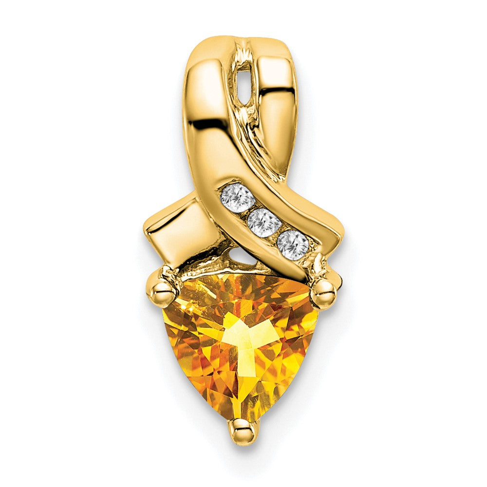 Image of ID 1 14K Yellow Gold Trillion Citrine and Real Diamond Pendant