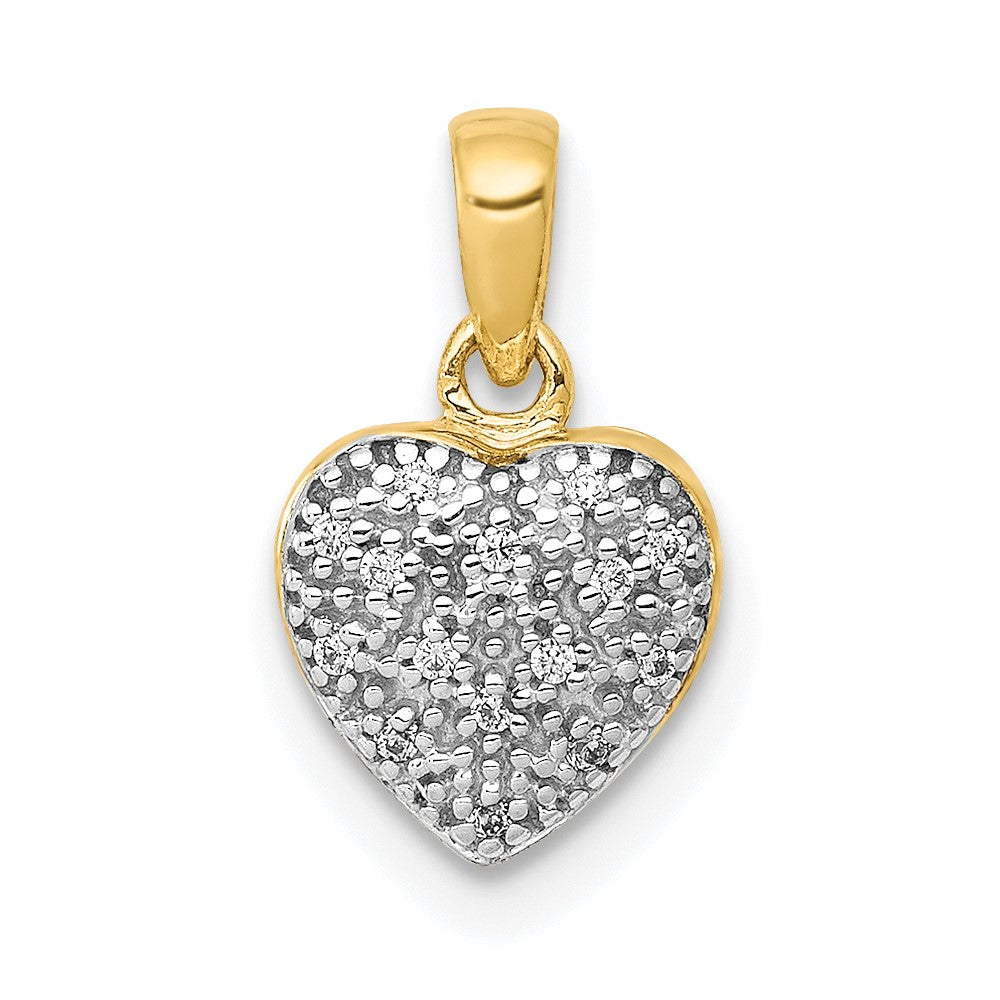 Image of ID 1 14K Yellow Gold w/ White Rhodium Real Diamond Heart Pendant