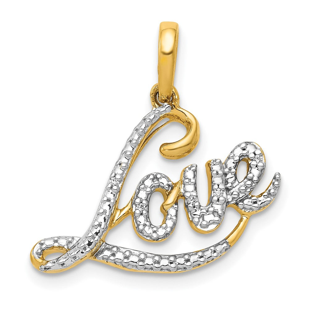 Image of ID 1 14K Yellow Gold w/Rhodium 02ct Real Diamond LOVE Pendant