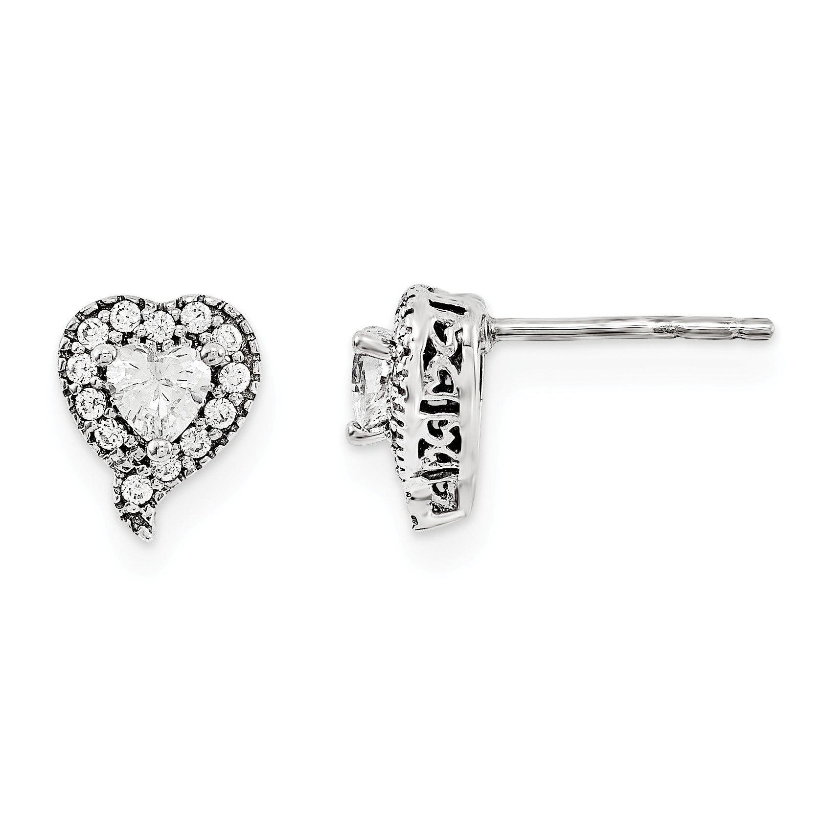 Image of ID 1 14KW AAA Diamond Semi mount Post Earrings