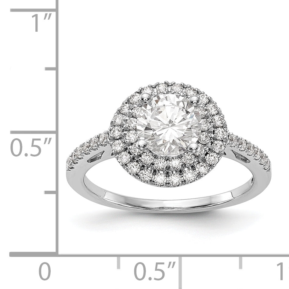 Image of ID 1 14KW Round Simulated Diamond Double Halo Engagement Ring