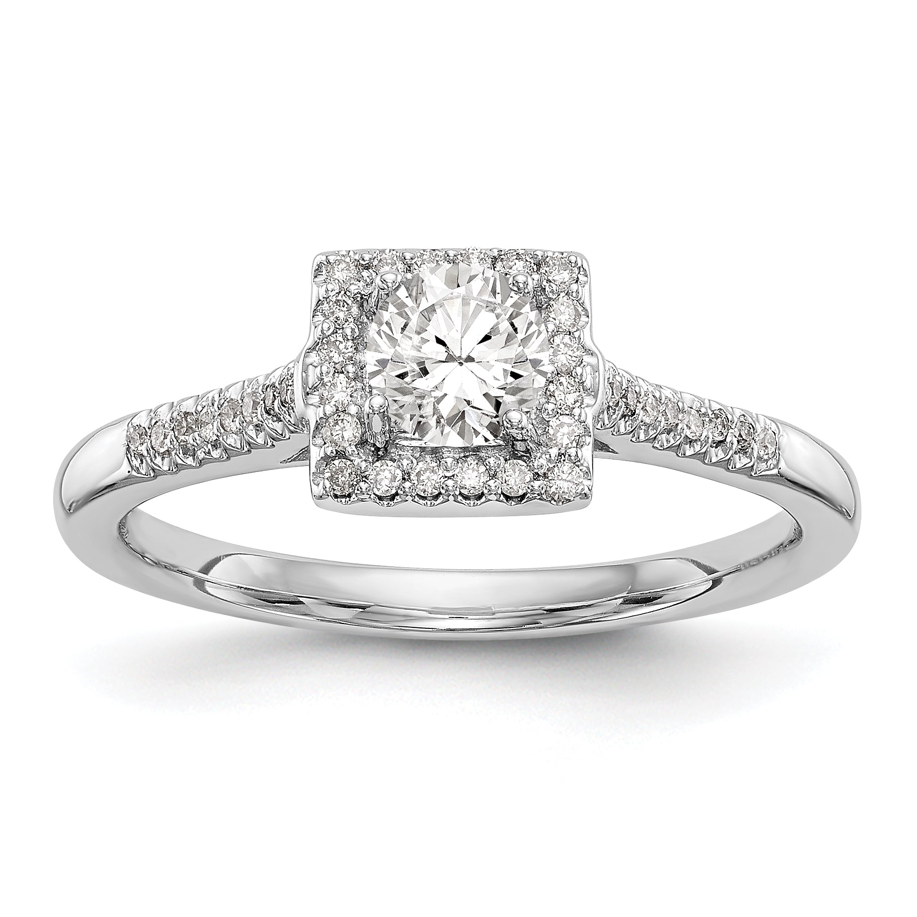 Image of ID 1 14KW Round Simulated Diamond Halo Engagement Ring