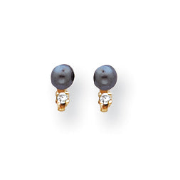 Image of ID 1 14k 35mm Black FW Cultured Pearl AAA Diamond earring