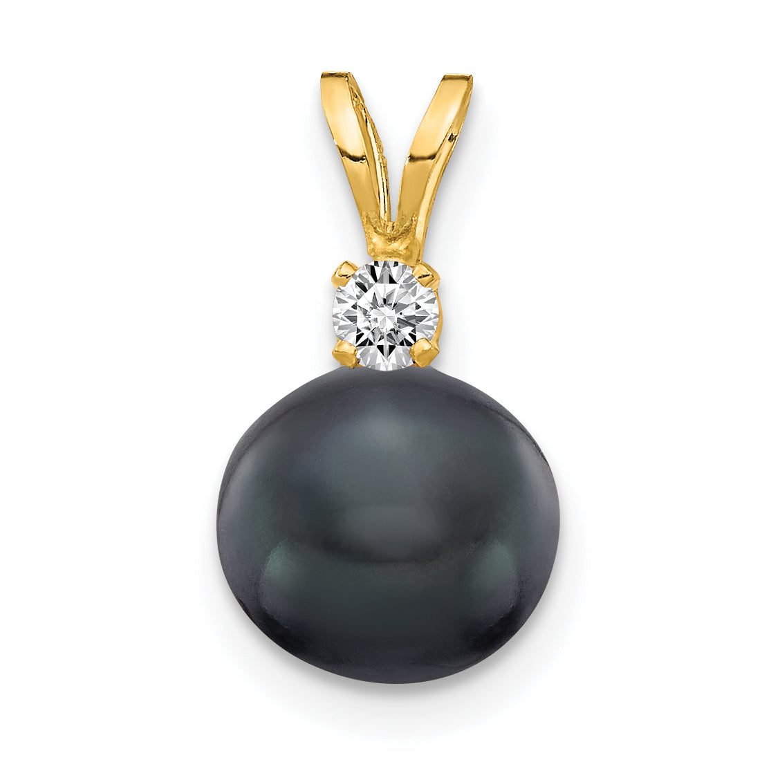 Image of ID 1 14k 7mm Black FW Cultured Pearl AAA Diamond Pendant