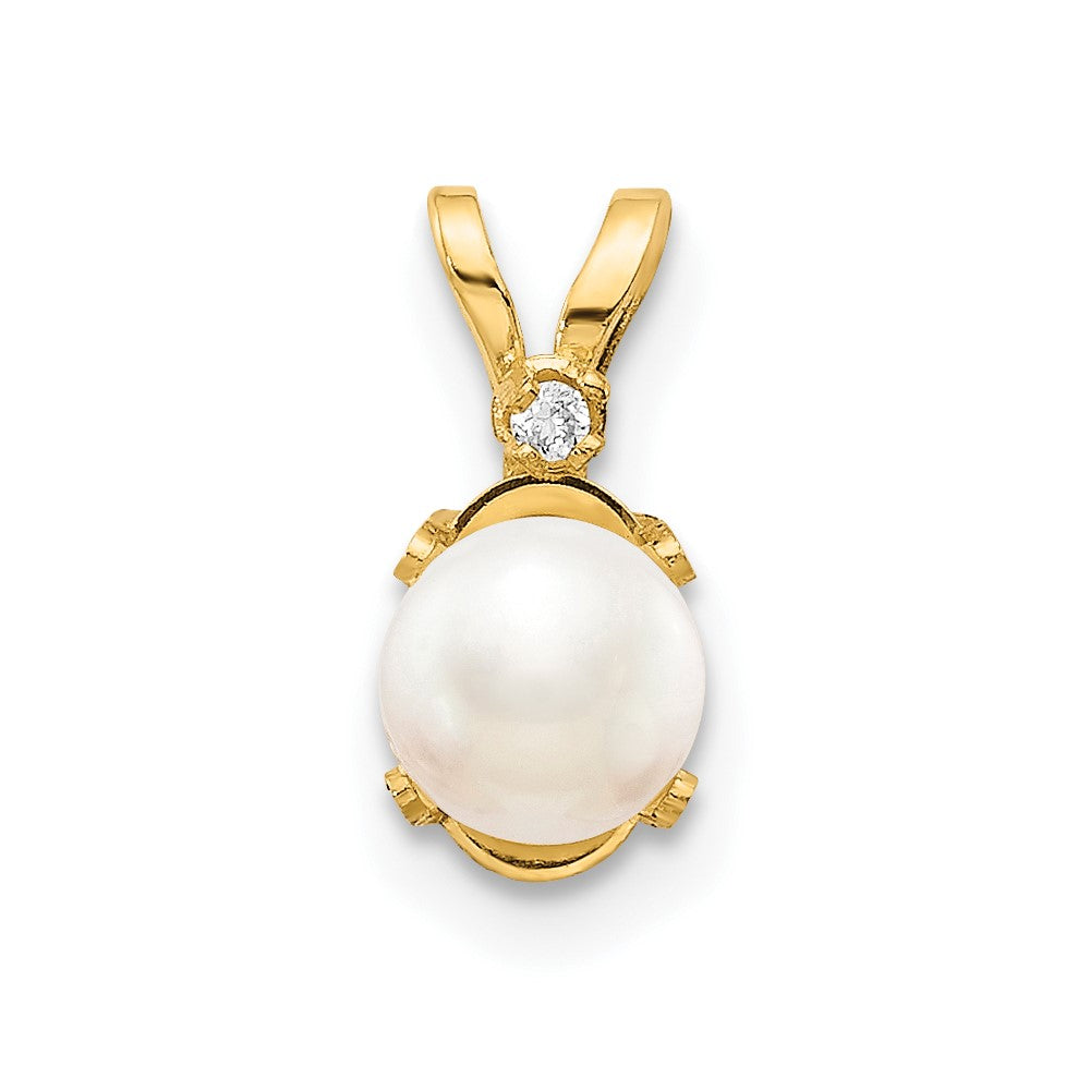 Image of ID 1 14k Diamond and FW Cultured Pearl Birthstone Pendant