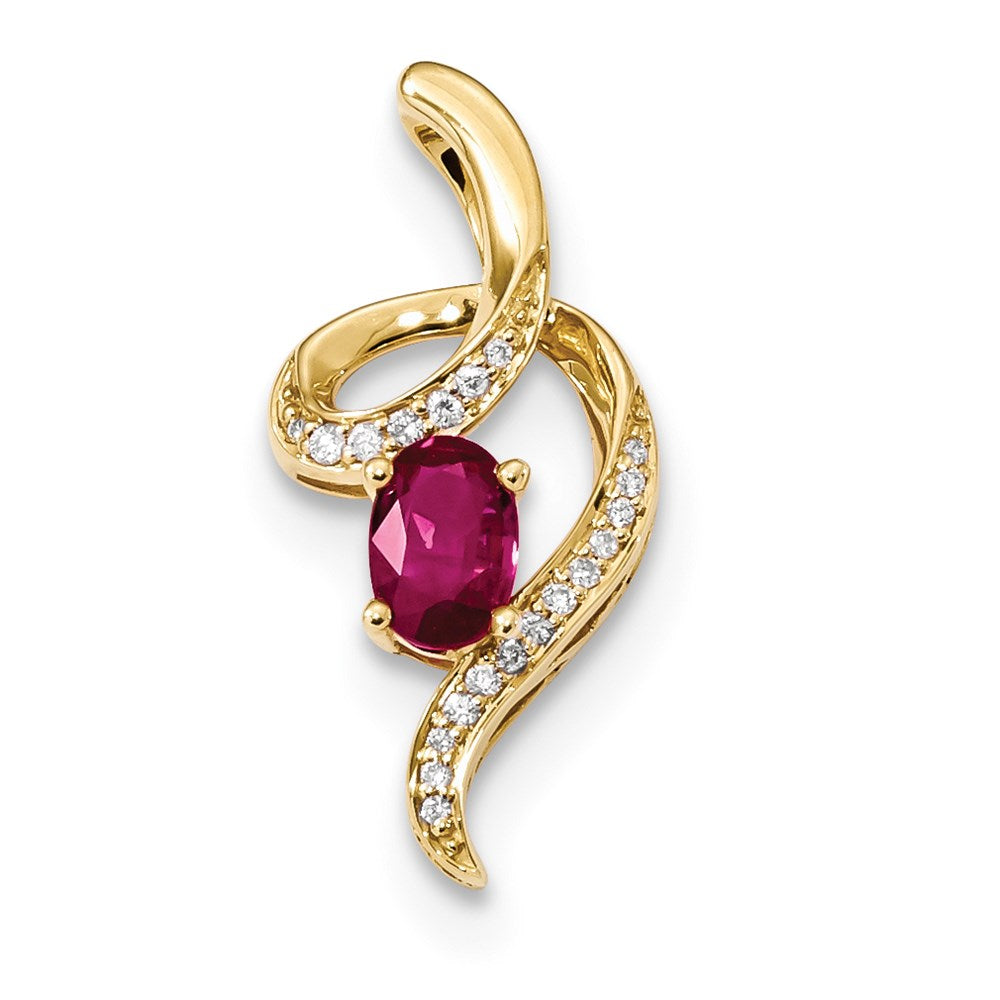 Image of ID 1 14k Gold with Ruby and Diamond Pendant