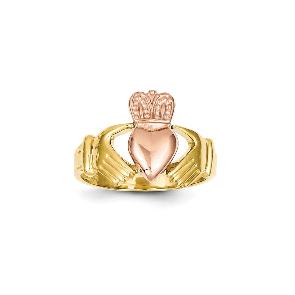 Image of ID 1 14k Men's Two-Tone Gold Claddagh Ring