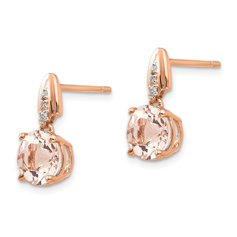 Image of ID 1 14k Rose Gold Diamond and Morganite Round Post Dangle Earrings