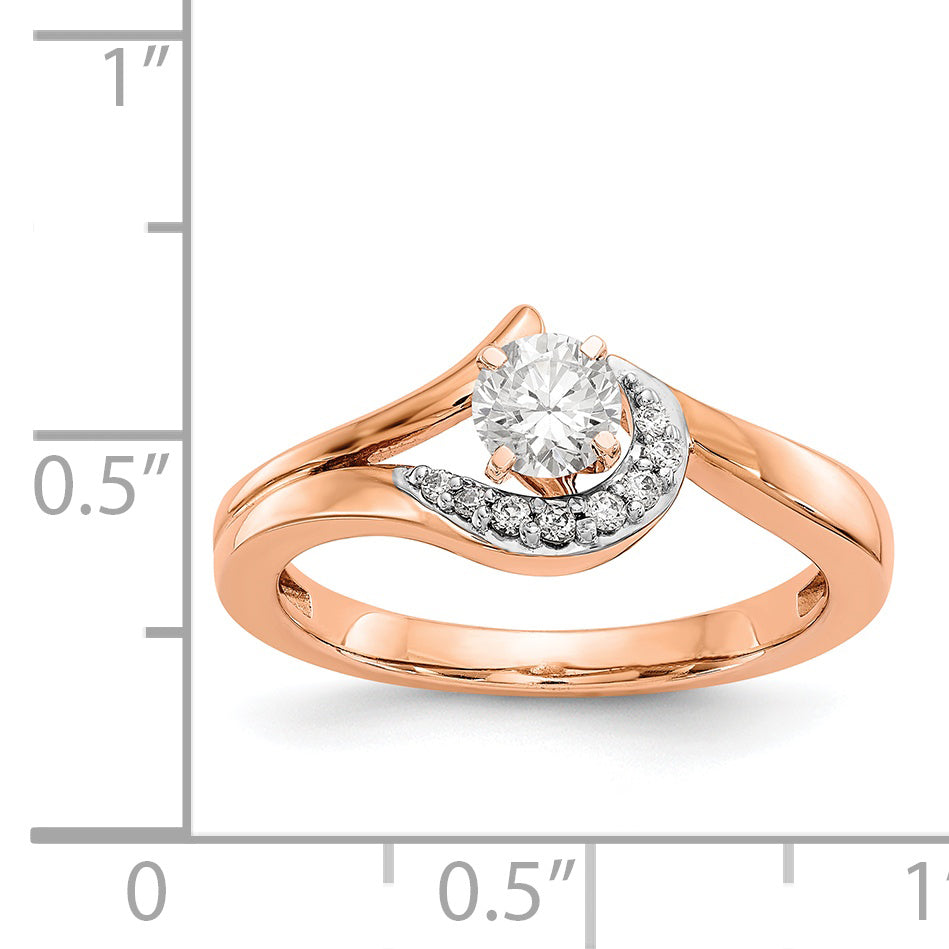 Image of ID 1 14k Rose Gold Peg Set Simulated Diamond By Pass Engagement Ring