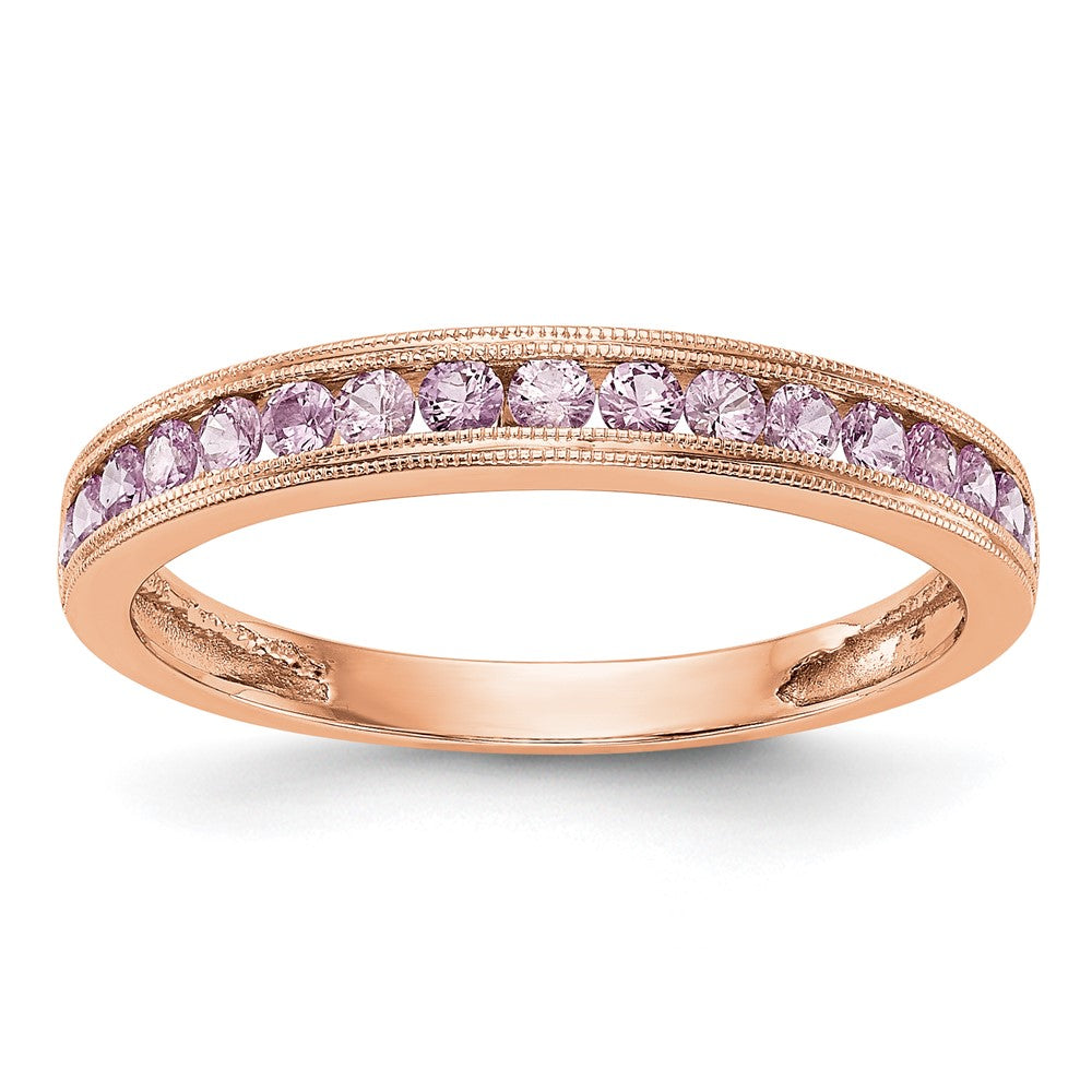 Image of ID 1 14k Rose Gold Pink Sapphire Band