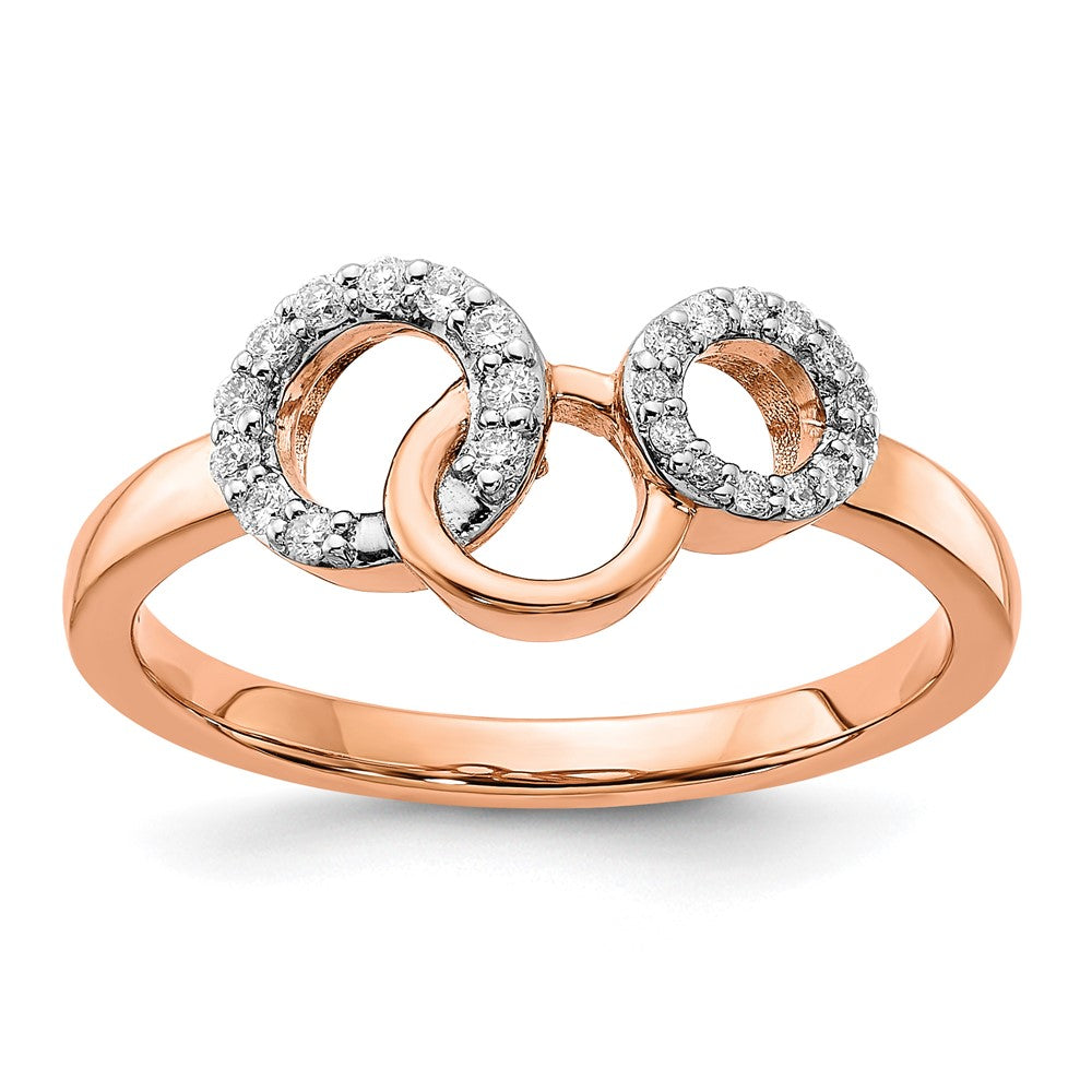 Image of ID 1 14k Rose Gold Real Diamond Circles Ring