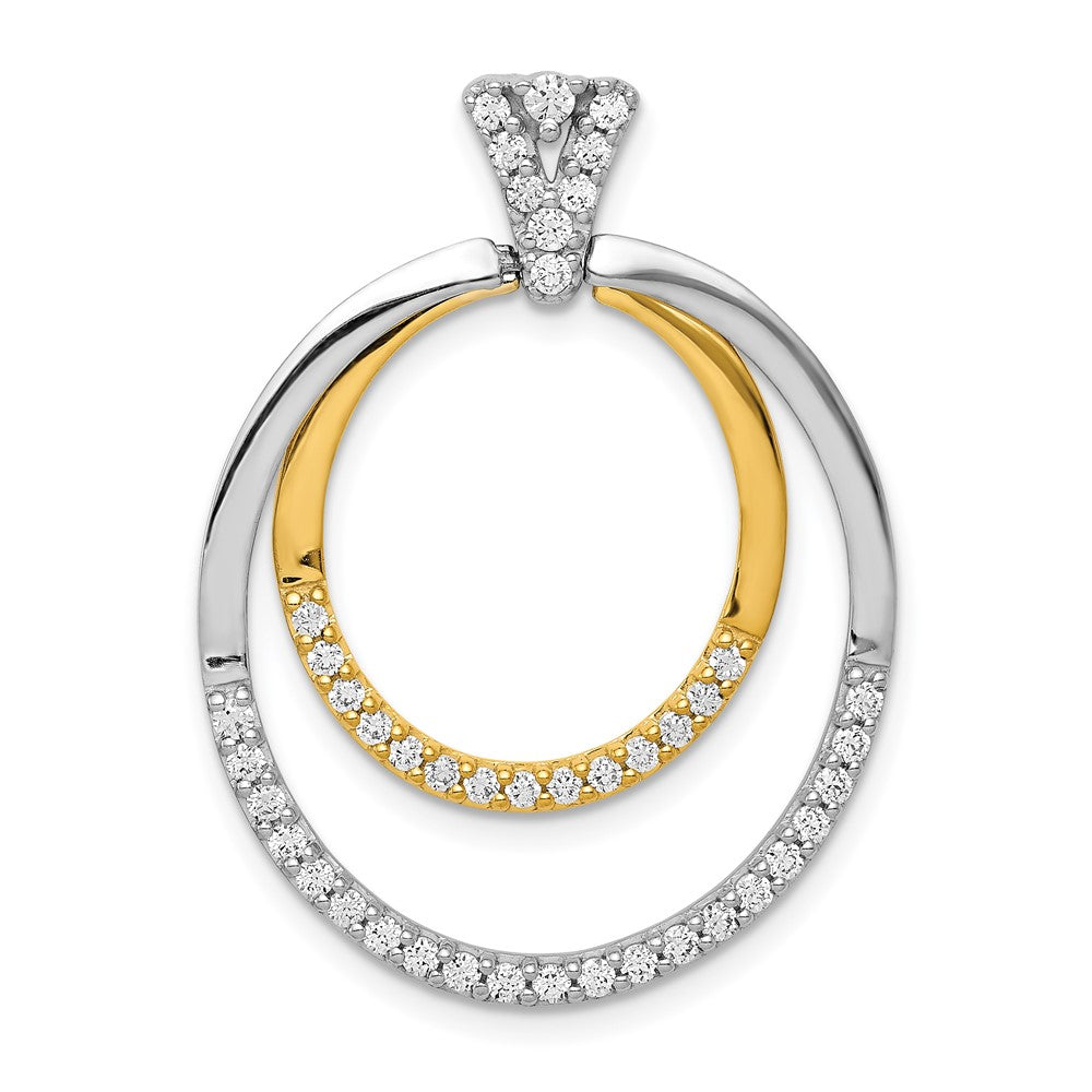 Image of ID 1 14k Two-Tone Gold 1/2ct Real Diamond Fancy Double Circle Pendant