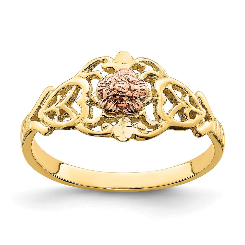 Image of ID 1 14k Two-Tone Gold Cut-Out Flower Ring