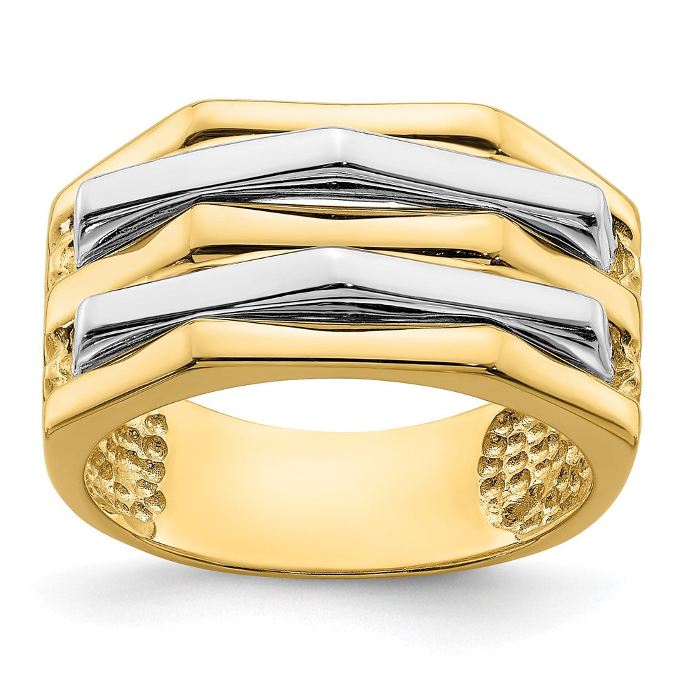 Image of ID 1 14k Two-Tone Gold Five Ridge Peak Design Ring