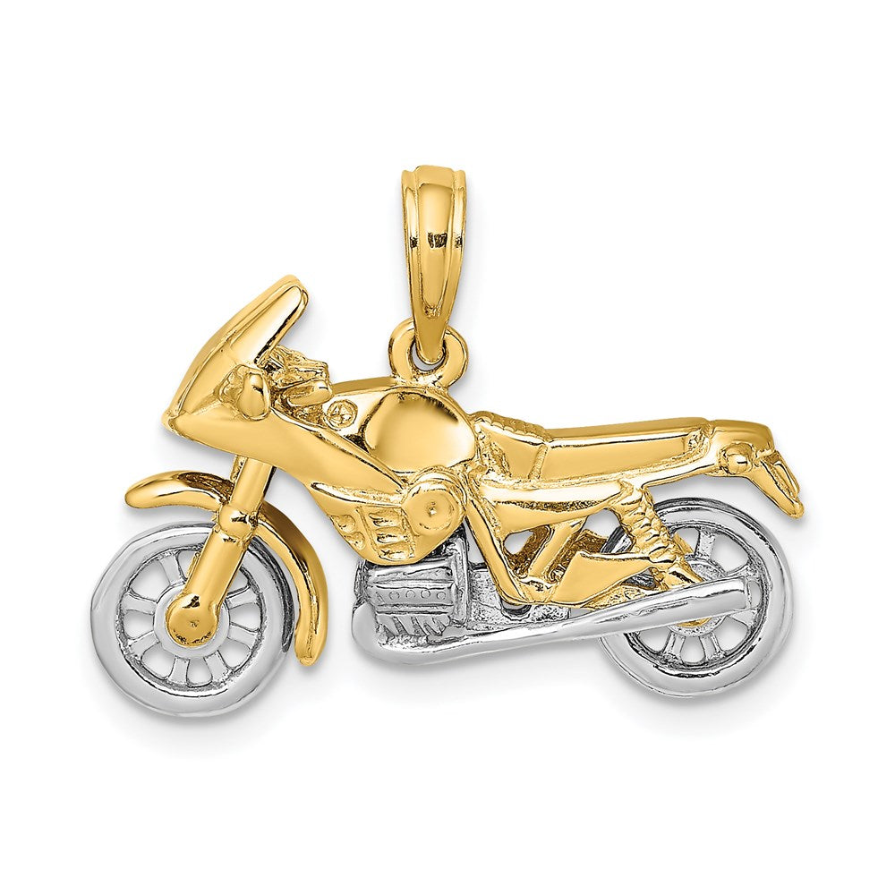 Image of ID 1 14k Two-tone Gold 3-D Moveable Motorcycle Charm