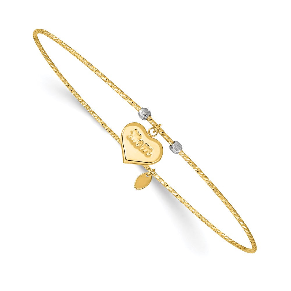 Image of ID 1 14k Two-tone Gold Diamond-Cut Heart w/Mom Bangle