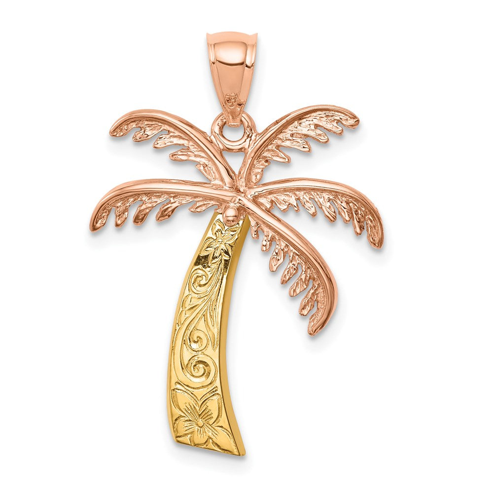 Image of ID 1 14k Two-tone Gold Palm Tree Pendant