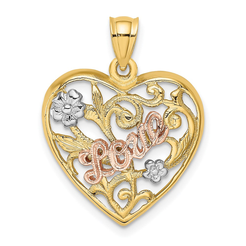 Image of ID 1 14k Two-tone Gold w/White Rhodium LOVE Heart Charm