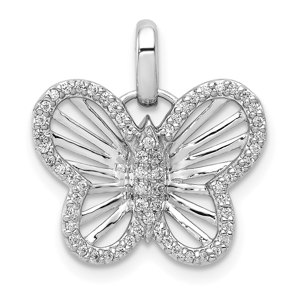 Image of ID 1 14k White Gold 019ct Real Diamond Butterfly Pendant