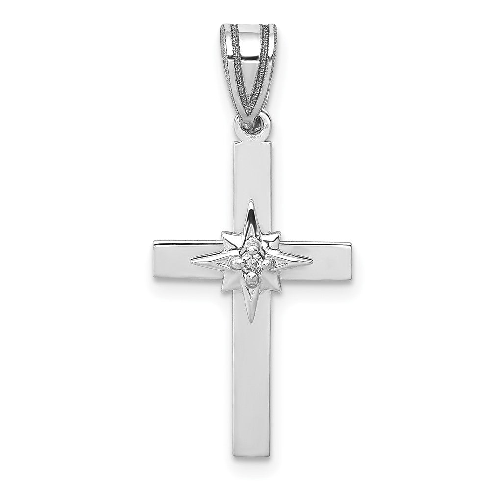 Image of ID 1 14k White Gold 01ct Real Diamond Cross Pendant