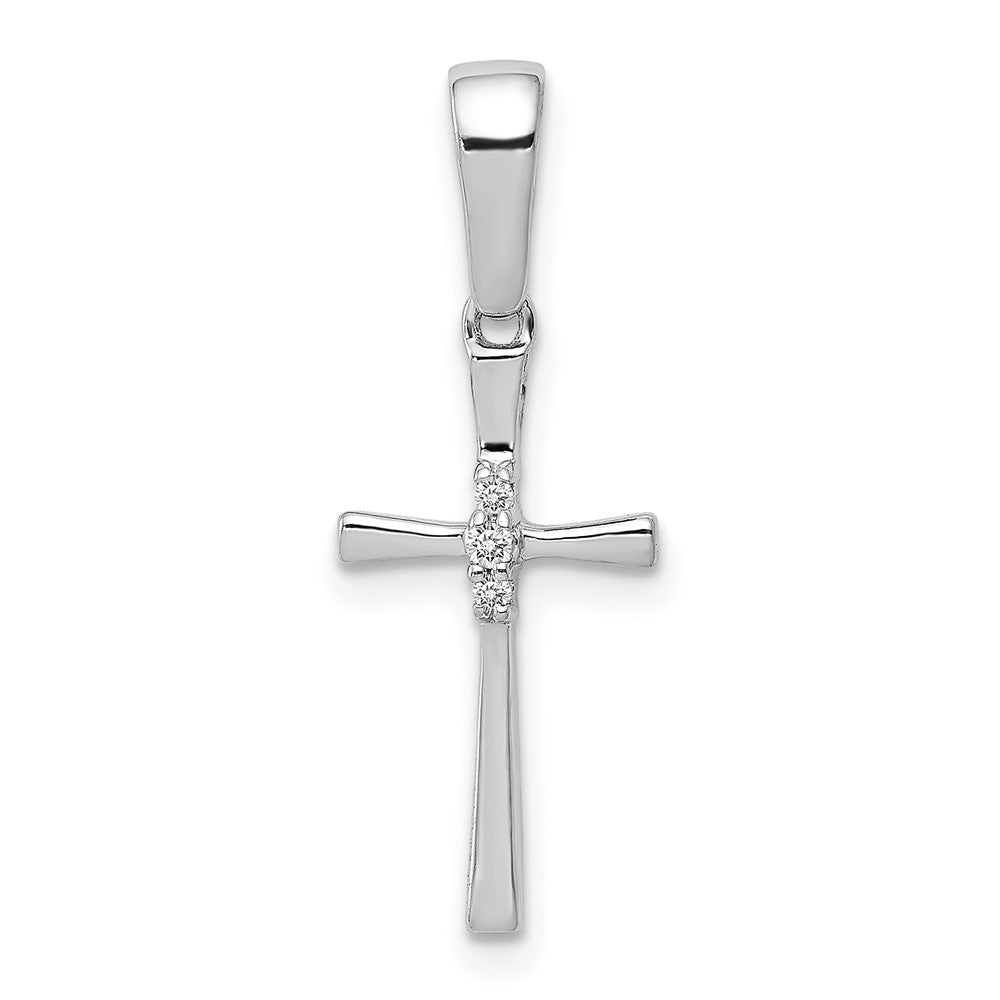 Image of ID 1 14k White Gold 02ct Real Diamond Cross Pendant