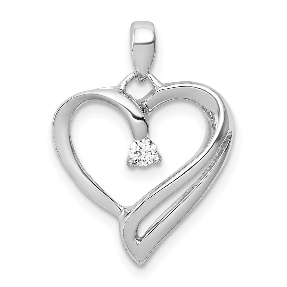 Image of ID 1 14k White Gold 1/15ct Real Diamond Heart Pendant