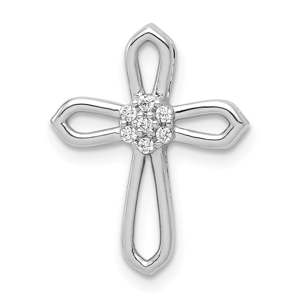 Image of ID 1 14k White Gold 1/20ct Real Diamond Cross Pendant