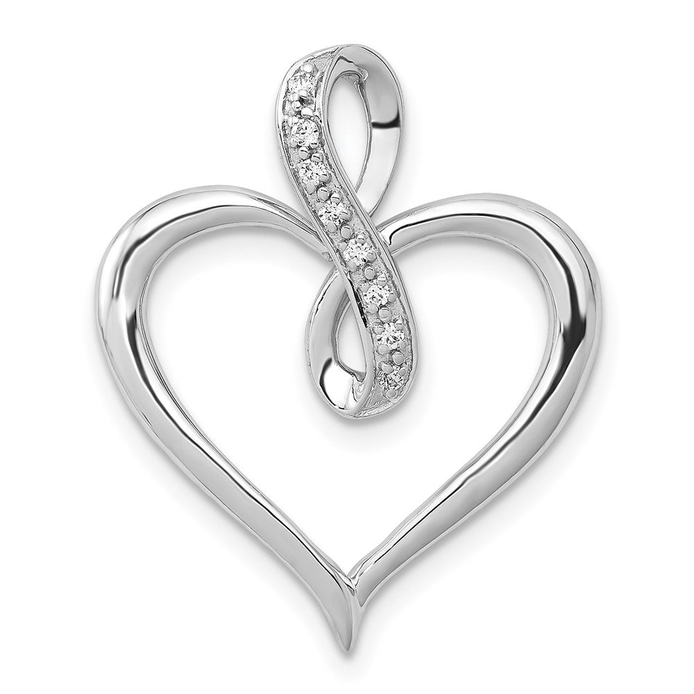 Image of ID 1 14k White Gold 1/20ct Real Diamond Heart and Infinity Pendant
