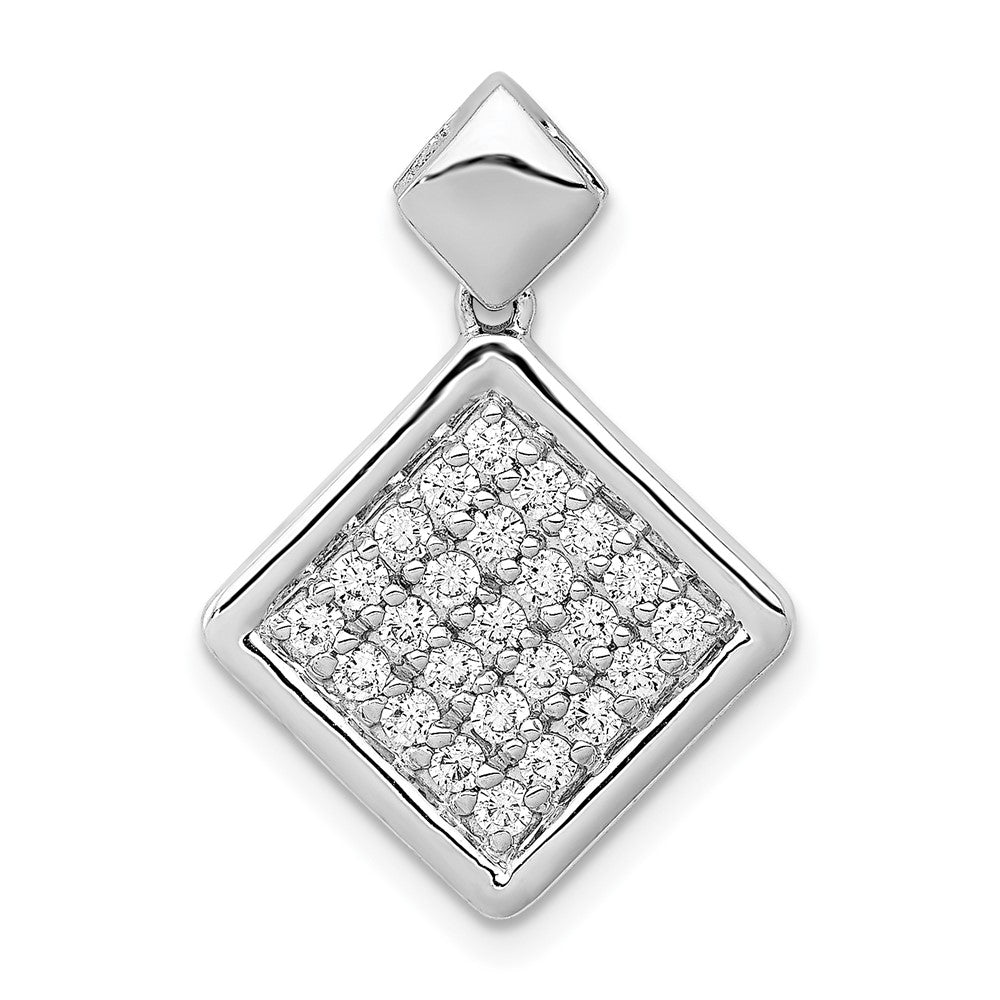 Image of ID 1 14k White Gold 1/2ct Real Diamond Fancy Tilted Square Pendant