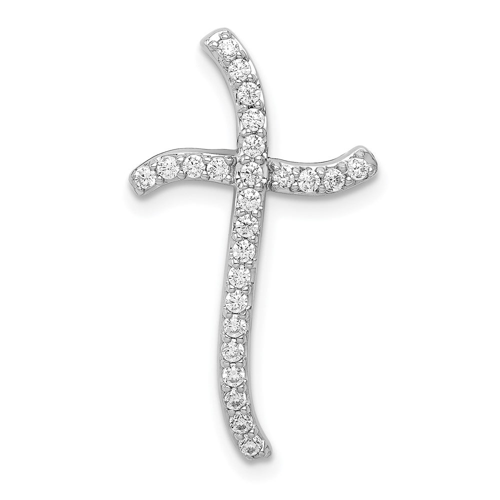 Image of ID 1 14k White Gold 1/4ct Real Diamond Cross Chain Slide