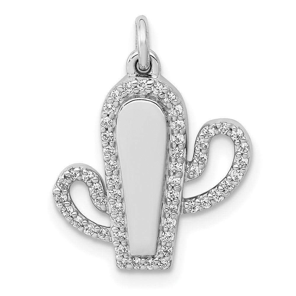 Image of ID 1 14k White Gold 1/5ct Real Diamond Cactus Pendant