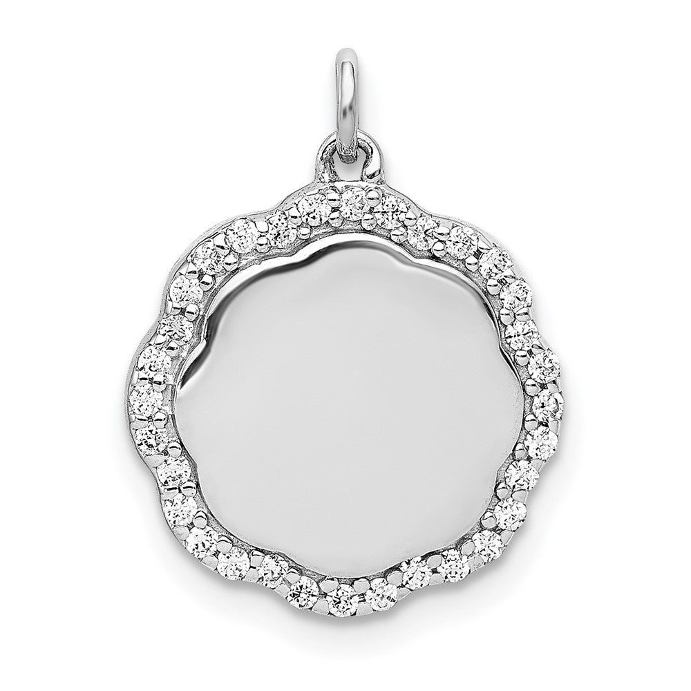 Image of ID 1 14k White Gold 1/5ct Real Diamond Fancy Scalloped Pendant