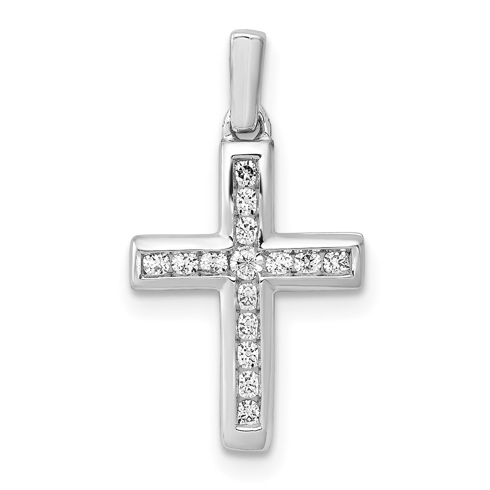 Image of ID 1 14k White Gold 1/6ct Real Diamond Latin Cross Pendant