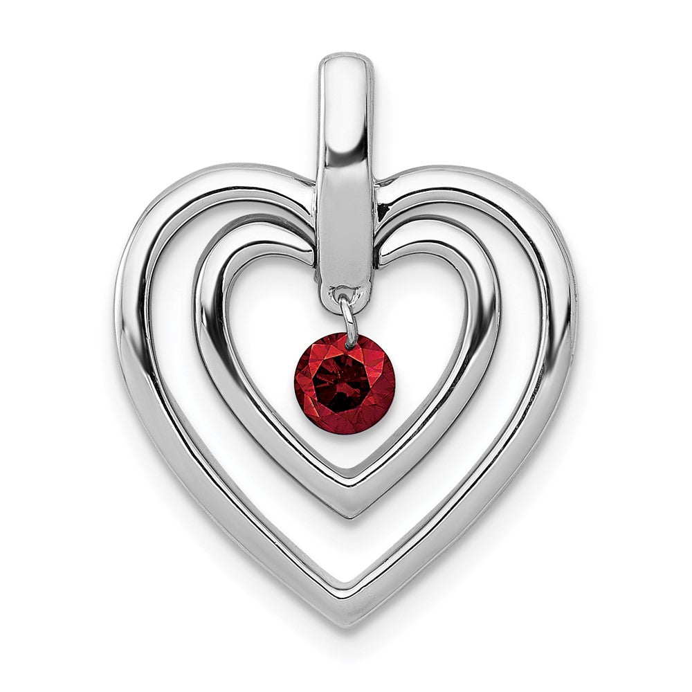 Image of ID 1 14k White Gold 1/6ct Red Real Diamond Double Heart Pendant