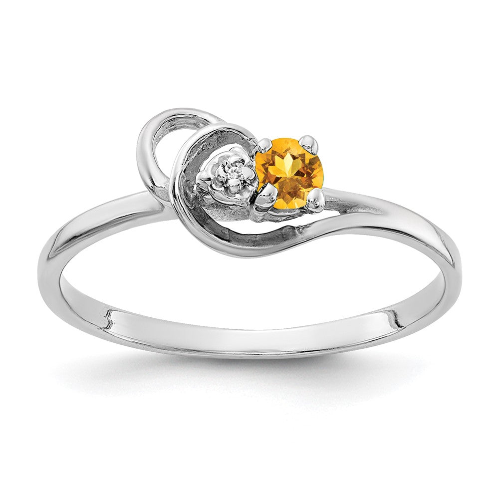 Image of ID 1 14k White Gold 3mm Citrine A Real Diamond ring