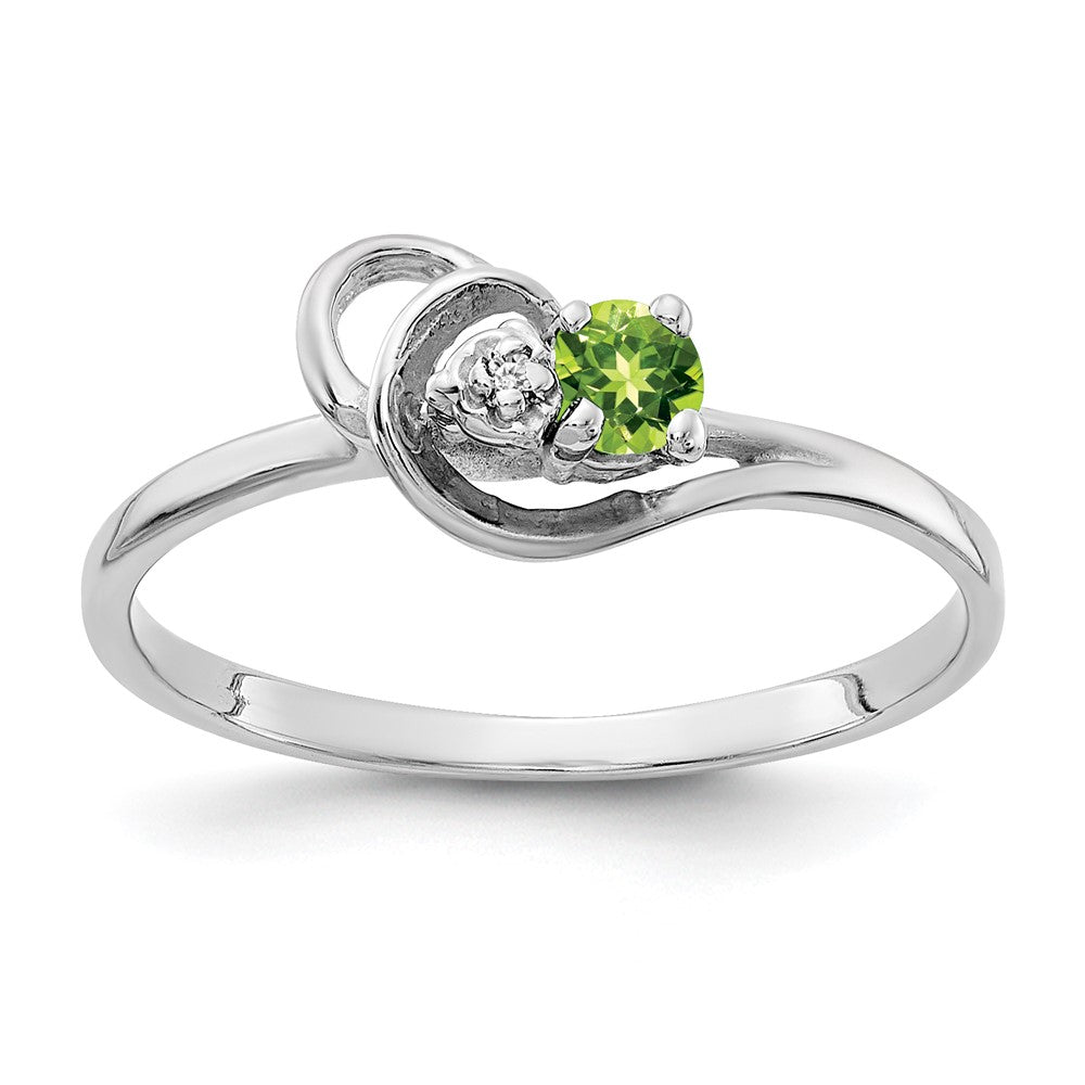 Image of ID 1 14k White Gold 3mm Peridot VS Real Diamond ring